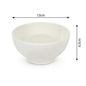 Gentle Ease Ceramic Rice Bowl Designed for Elegant Dining &amp; Entertaining – White (H-6.5cm w-13cm)