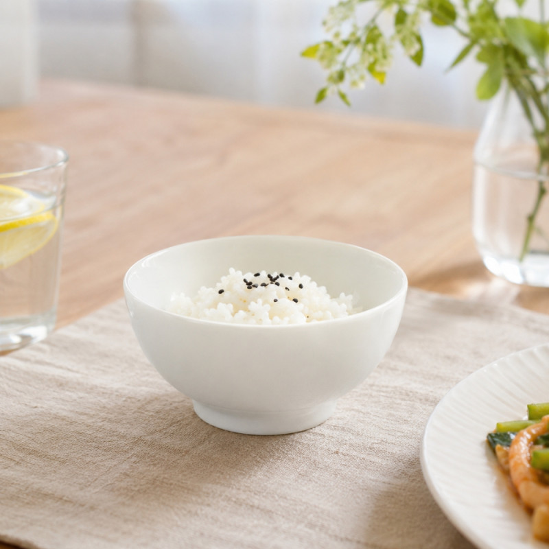 Gentle Ease Ceramic Rice Bowl Designed for Elegant Dining &amp; Entertaining – White (H-6.5cm w-13cm)