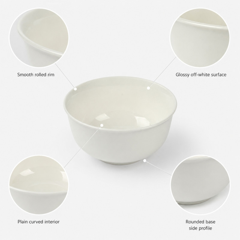 Smooth Comfort Ceramic Bowl Designed for Elegant Dining &amp; Entertaining – White (H-6cm W-11.5cm)