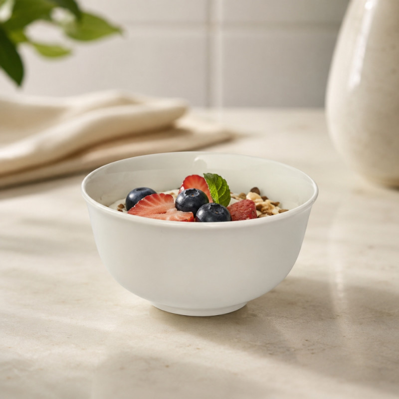 Smooth Comfort Ceramic Bowl Designed for Elegant Dining &amp; Entertaining – White (H-6cm W-11.5cm)