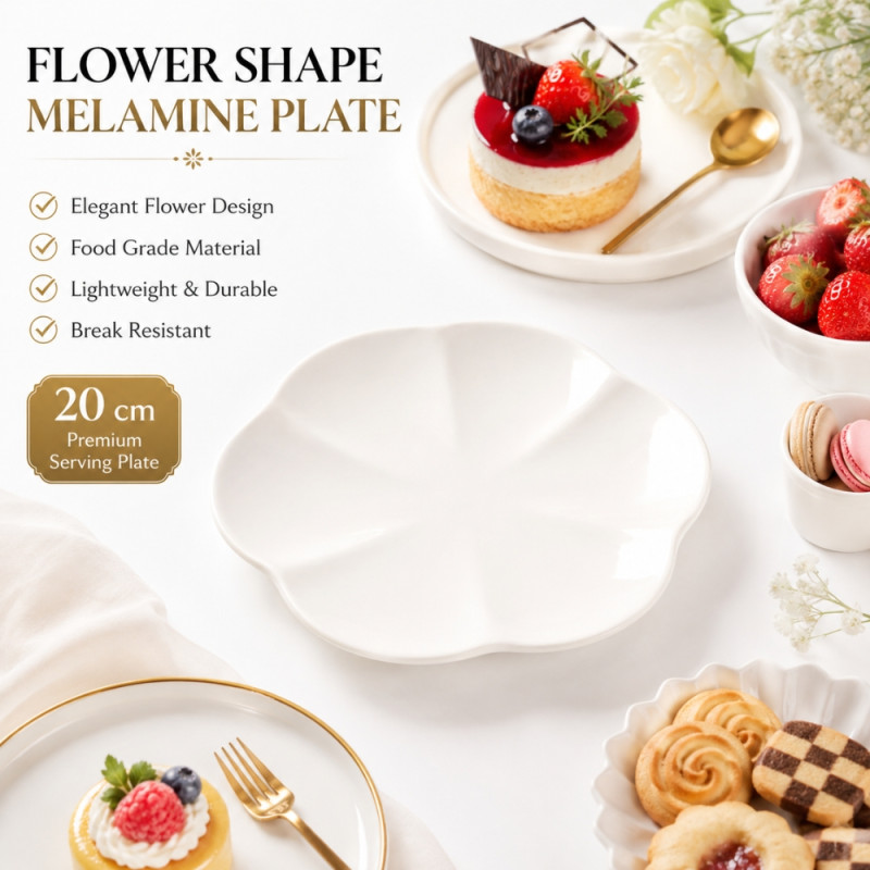 Professional Flower-shaped serving platter designed for elegant food pres... – White (20cm)