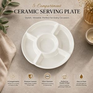 Modern ROUND SERVING PLATTER – White Premium Quality (20cm)