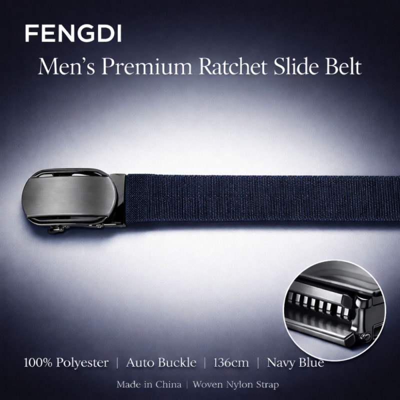Men's Professional Lightweight Polyester Webbing Belt – Water-Resistant Navy Blue (130cm)