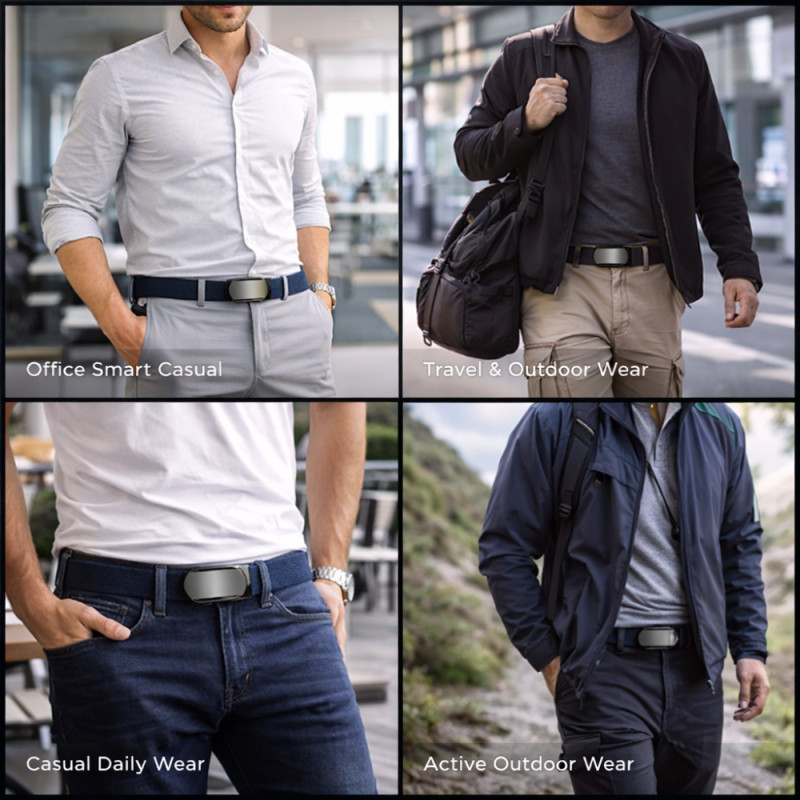 Men's Professional Lightweight Polyester Webbing Belt – Water-Resistant Navy Blue (130cm)