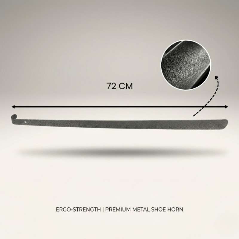 Executive Extra-Long Metal Shoehorn – Luxury Dark Gray Edition (72cm)