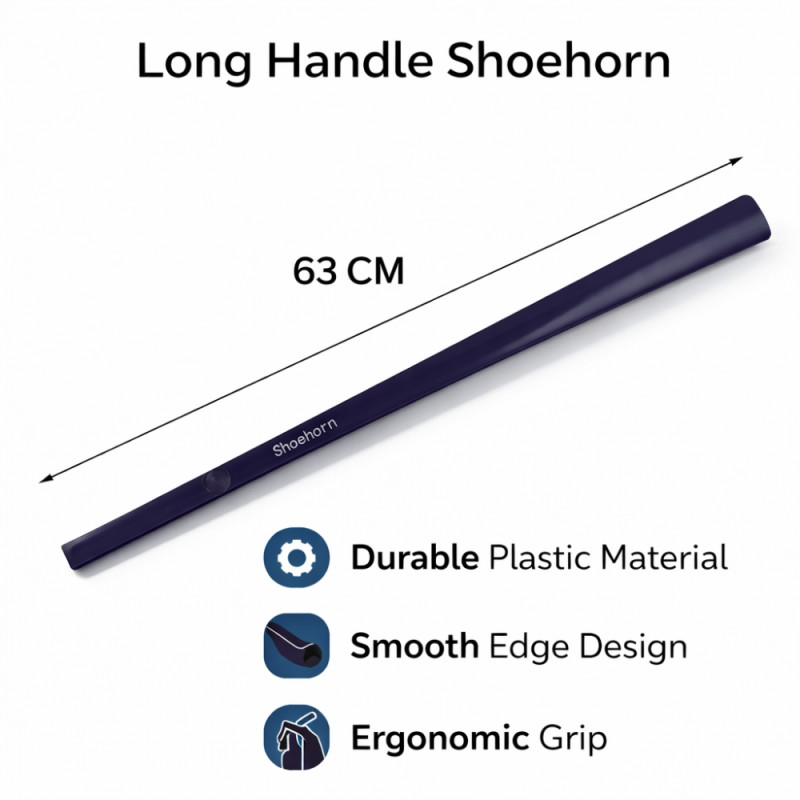 Professional Long-Handled Shoehorn – Deep Indigo Blue (63cm)