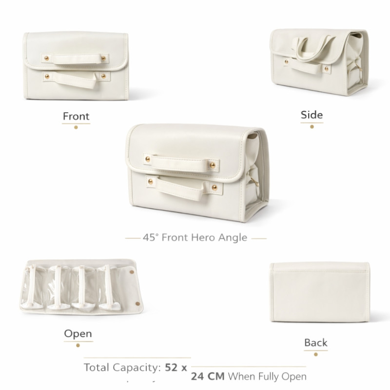 Executive Ivory Travel & Cosmetic Organizer Bag – 52cm Large Capacity
