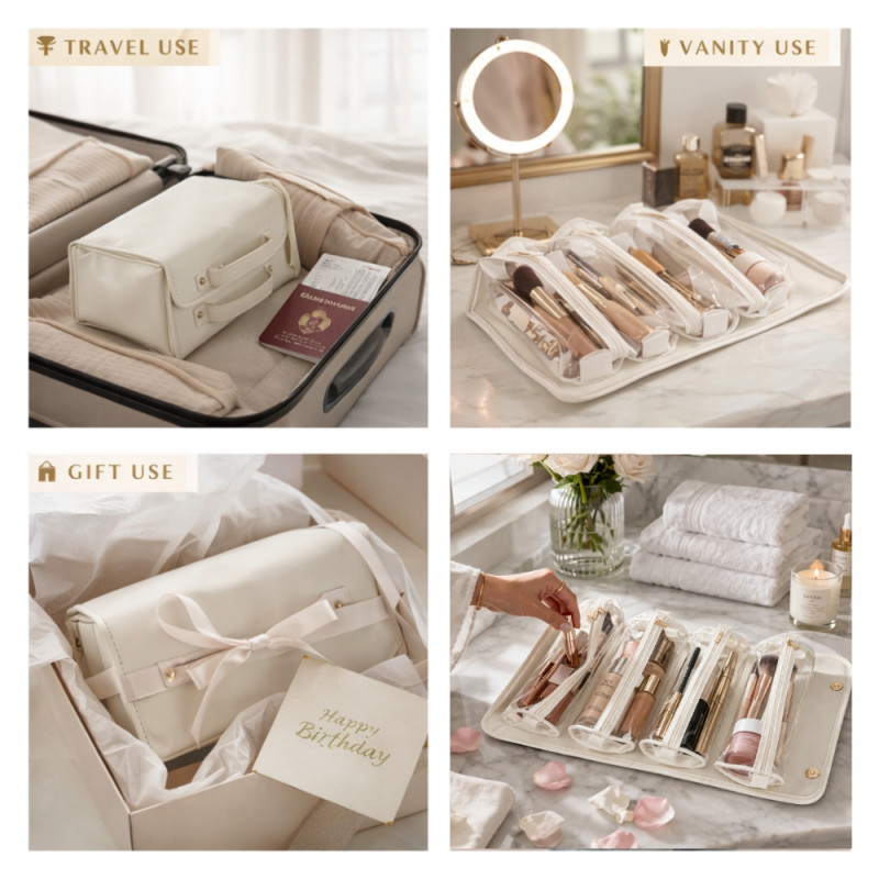 Executive Ivory Travel & Cosmetic Organizer Bag – 52cm Large Capacity