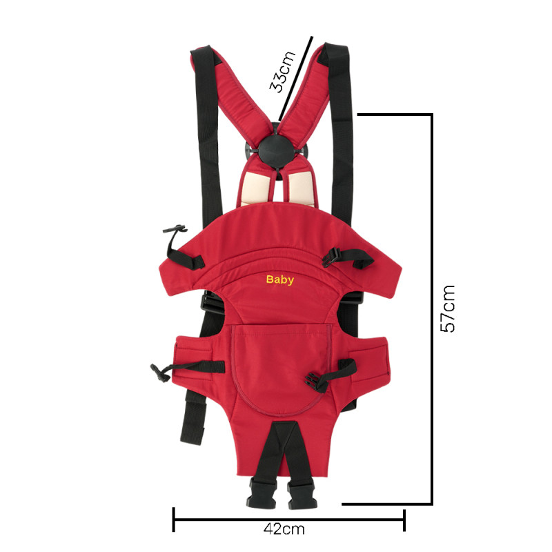 Multi-Functional Ergonomic Baby Carrier Bag – Red &amp; Black