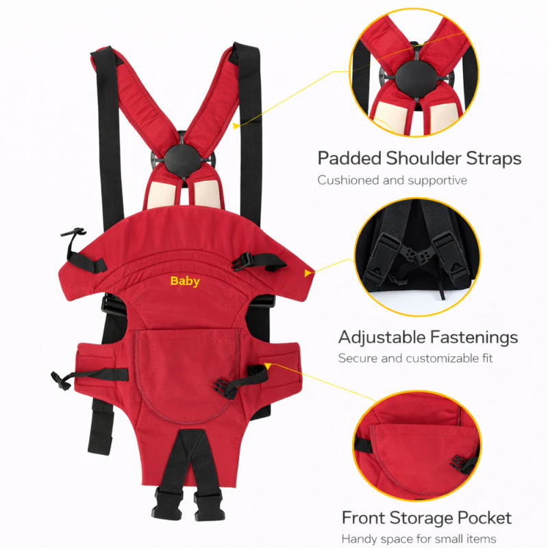 Multi-Functional Ergonomic Baby Carrier Bag – Red &amp; Black