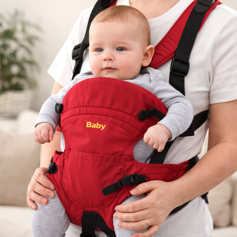 Multi-Functional Ergonomic Baby Carrier Bag – Red &amp; Black