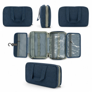 Voyager Series Hanging Travel Toiletry Bag – Deep Navy Blue (28cm)