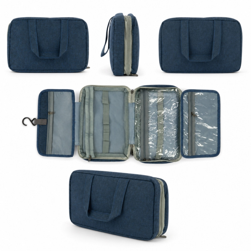 Voyager Series Hanging Travel Toiletry Bag – Deep Navy Blue (28cm)