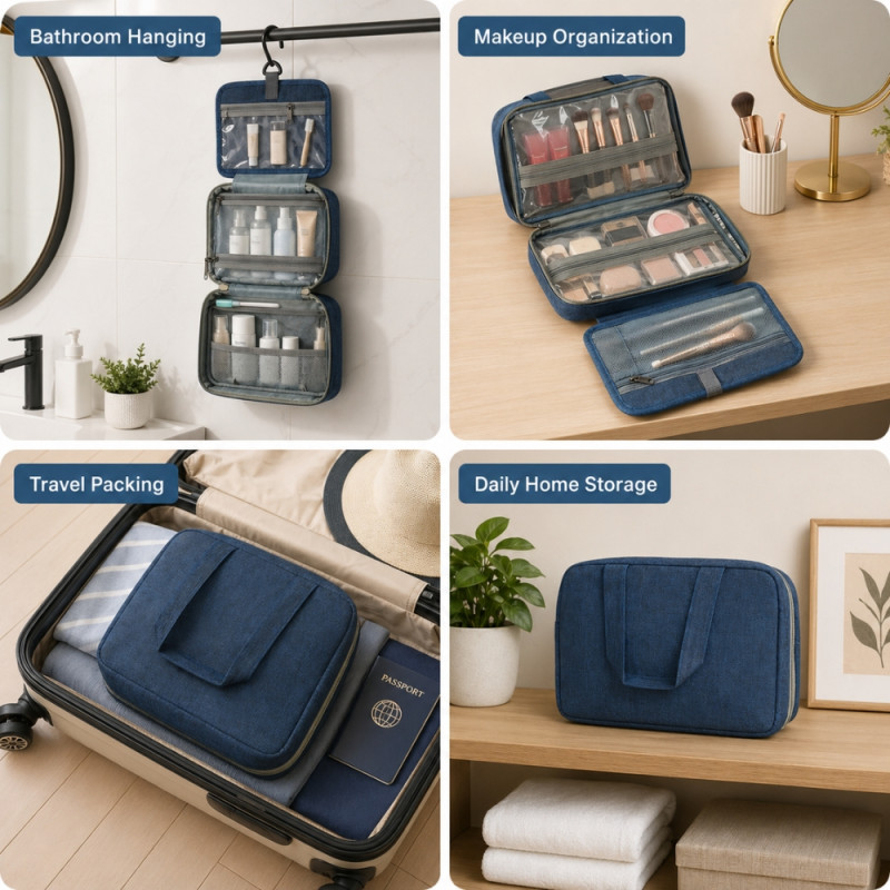 Voyager Series Hanging Travel Toiletry Bag – Deep Navy Blue (28cm)