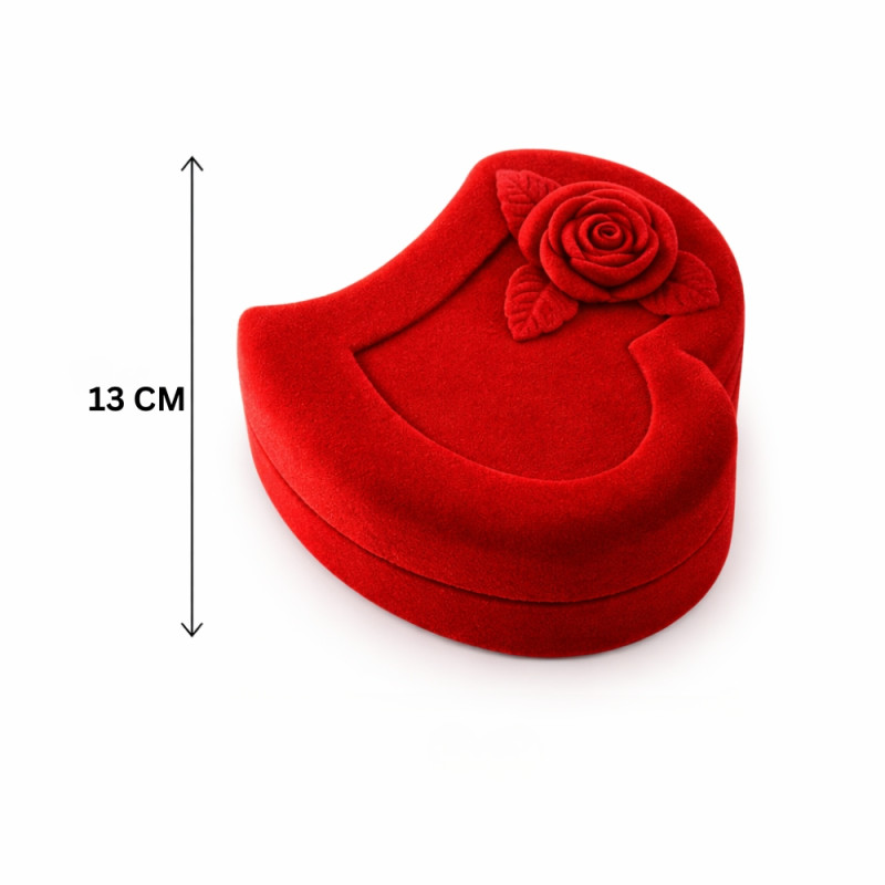 Luxury Heart-Shaped Velvet Necklace Box – Elegant Rose Ornament Edition (13cm)