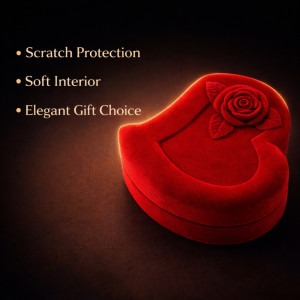 Luxury Heart-Shaped Velvet Necklace Box – Elegant Rose Ornament Edition (13cm)