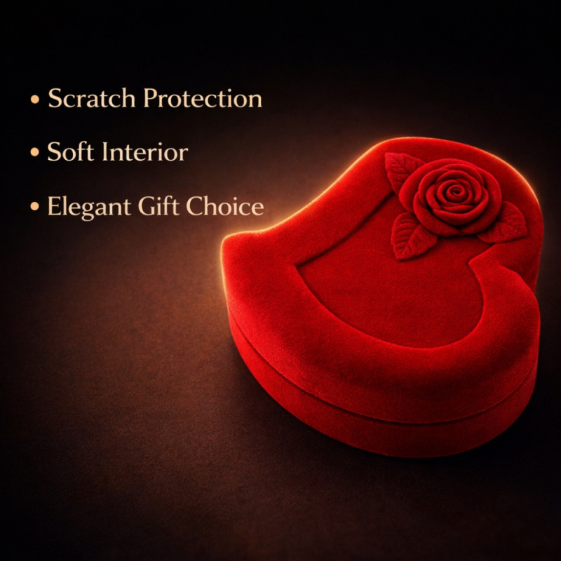 Luxury Heart-Shaped Velvet Necklace Box – Elegant Rose Ornament Edition (13cm)