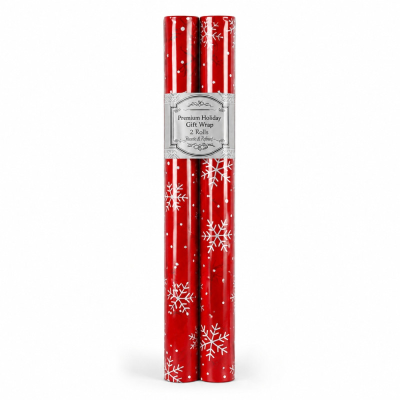 Premium Red Christmas Wrapping Paper – White Snowflake Pattern (70x100cm)