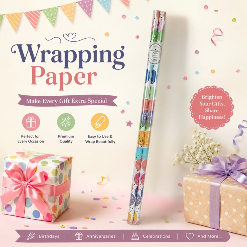 Premium 2-Roll Unicorn & Rainbow Gift Wrapping Paper Set – 50 Sq. Ft. (70x100cm)