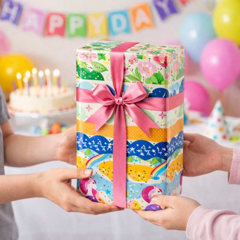 Premium 2-Roll Unicorn & Rainbow Gift Wrapping Paper Set – 50 Sq. Ft. (70x100cm)