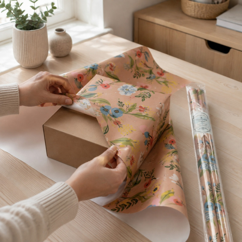 Pink Floral Wrapping Paper Roll Set - 2pcs