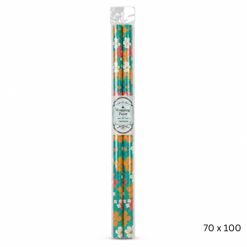 Teal Floral Wrapping Paper Set - 2pcs