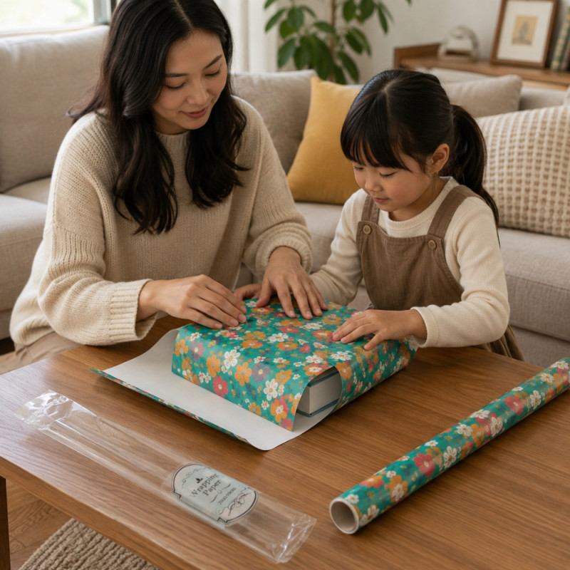 Teal Floral Wrapping Paper Set - 2pcs