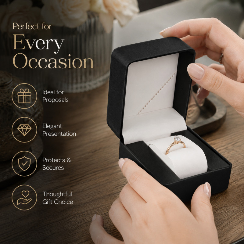 Onyx Style Jewelry Box Designed for Special Occasions &amp; Gifting – Black (H-9.5, W-9.5, L-5 CM)