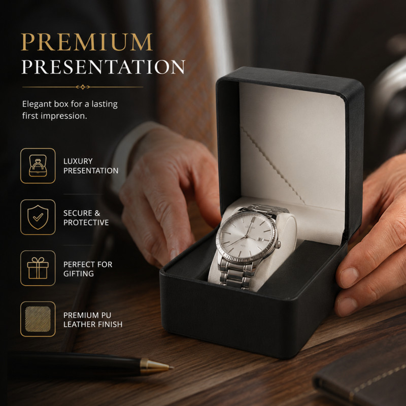 Onyx Style Jewelry Box Designed for Special Occasions &amp; Gifting – Black (H-9.5, W-9.5, L-5 CM)