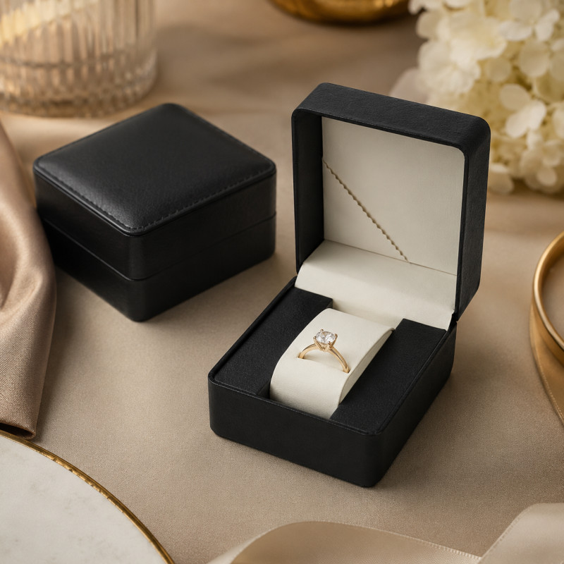 Onyx Style Jewelry Box Designed for Special Occasions &amp; Gifting – Black (H-9.5, W-9.5, L-5 CM)