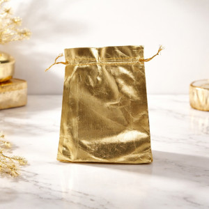 Shimmering Metallic Gold Drawstring Gift Pouch – Reusable Favor Bag (23cm) Shimmering Metallic Gold Drawstring Gift Pouch – Reusable Favor Bag (23cm)