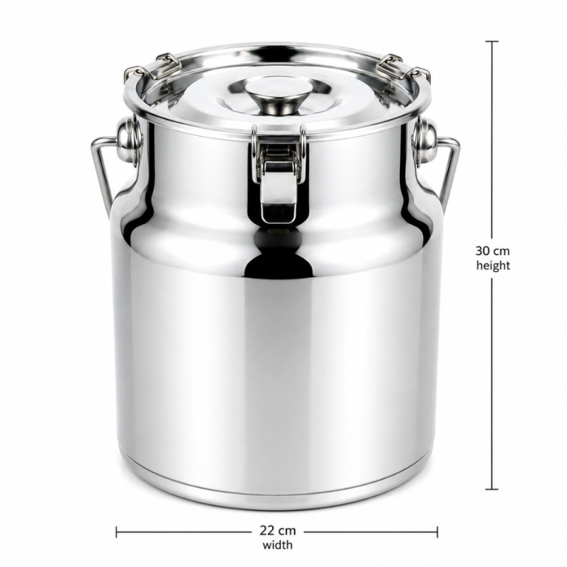 Stainless Steel Milk Canister – Silver (H-30cm X W-22cm)