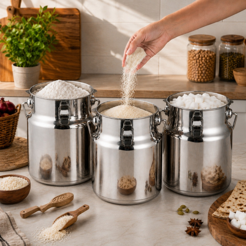 Stainless Steel Milk Canister – Silver (H-30cm X W-22cm)
