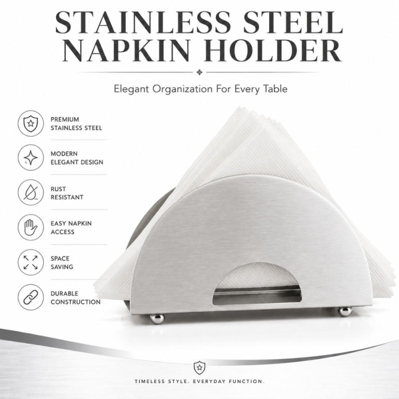 Essential STAINLESS STEEL TISSUE HOLDER – Silver Premium Quality (15 x 8cm)