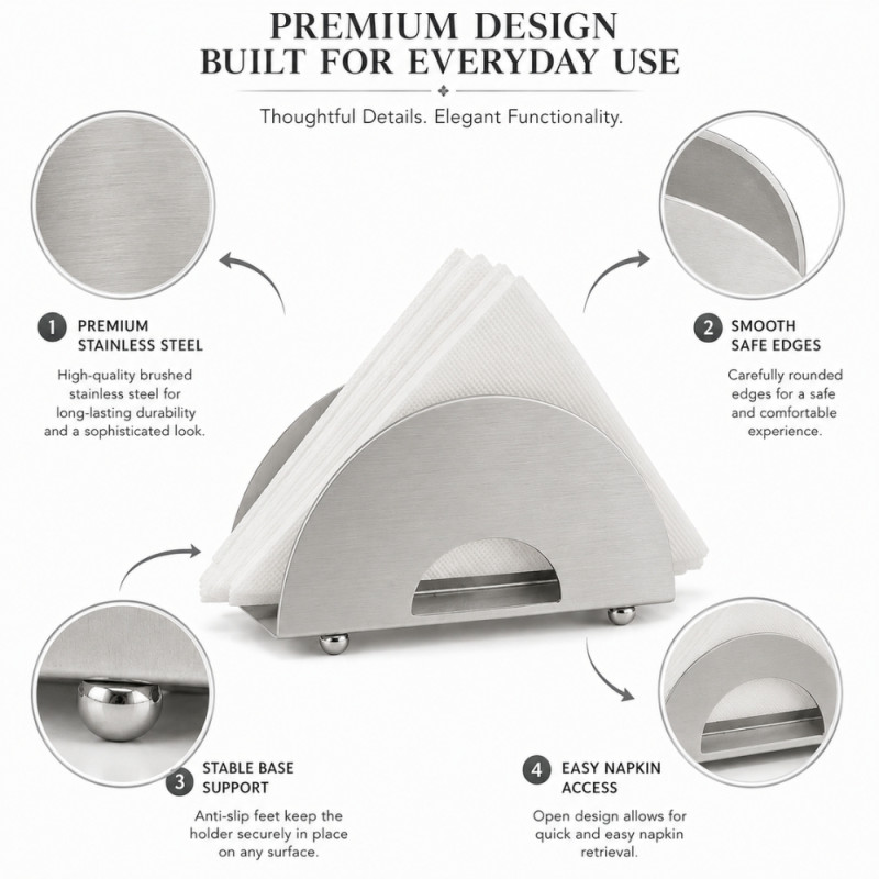 Essential STAINLESS STEEL TISSUE HOLDER – Silver Premium Quality (15 x 8cm)