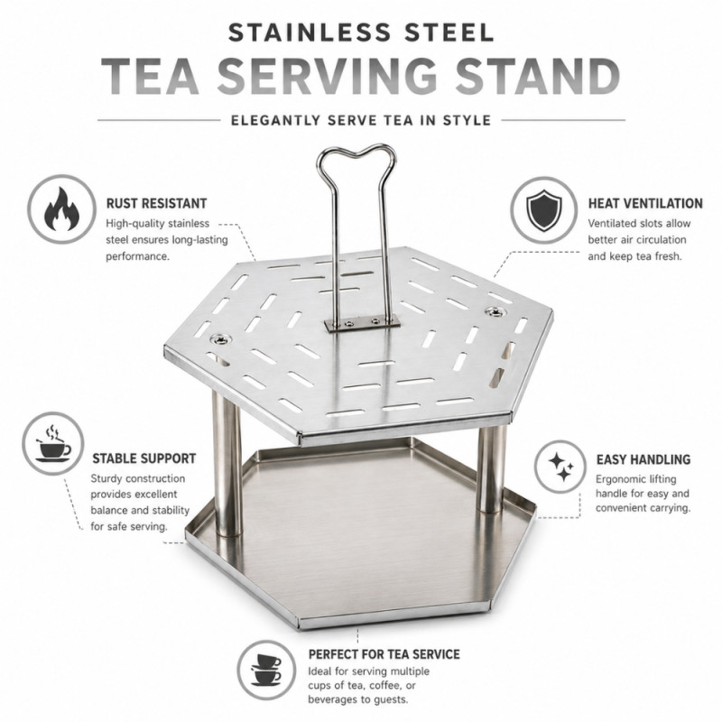 Classic STAINLESS STEEL SERVING RACK – Silver Premium Quality (8.5 x 5cm)