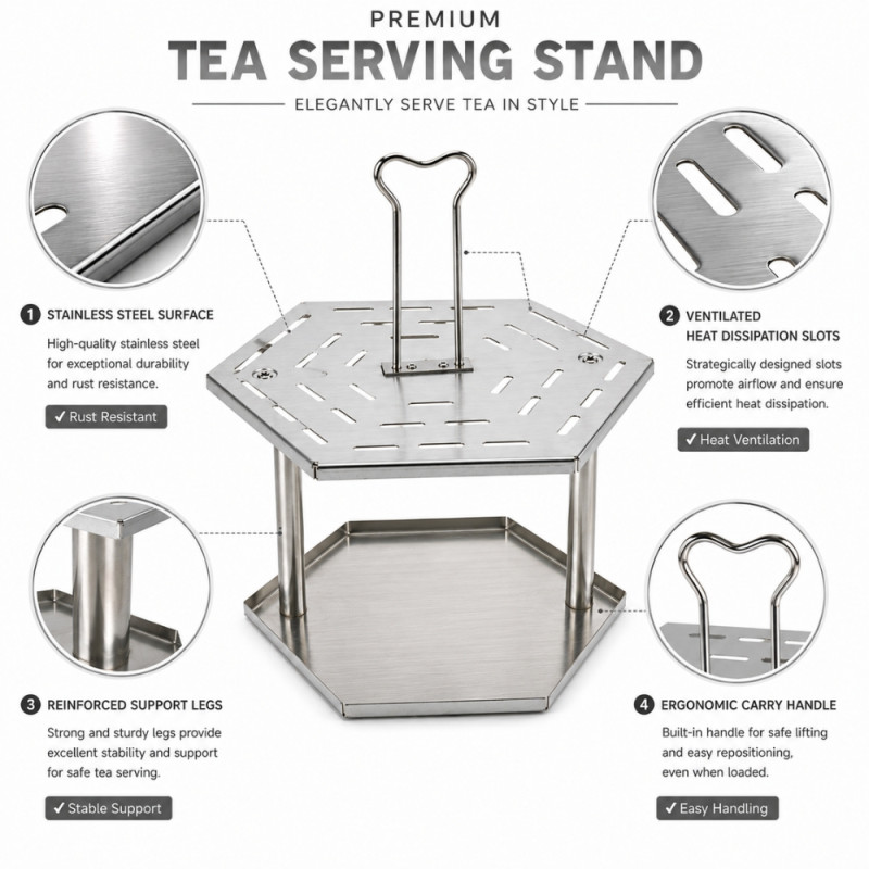 Classic STAINLESS STEEL SERVING RACK – Silver Premium Quality (8.5 x 5cm)