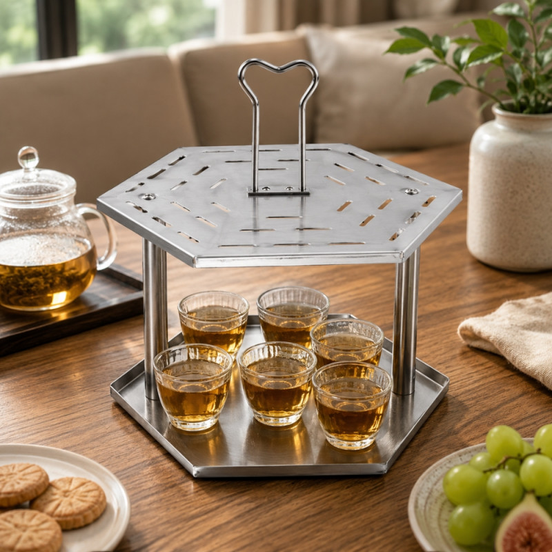 Classic STAINLESS STEEL SERVING RACK – Silver Premium Quality (8.5 x 5cm)