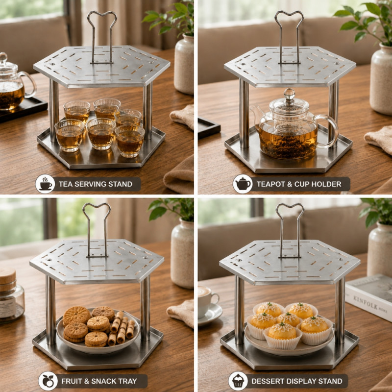 Classic STAINLESS STEEL SERVING RACK – Silver Premium Quality (8.5 x 5cm)