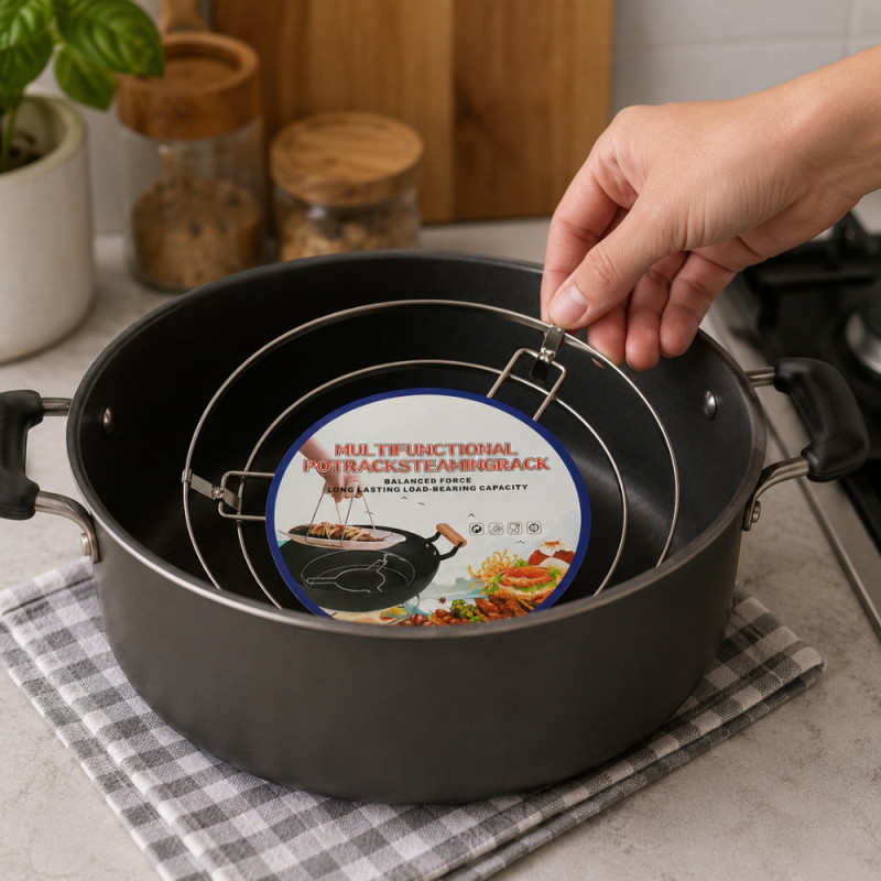 Sturdy Comfort Steaming Rack Designed for Everyday Cooking &amp; Kitchen Excellence – Silver (W-21cm)