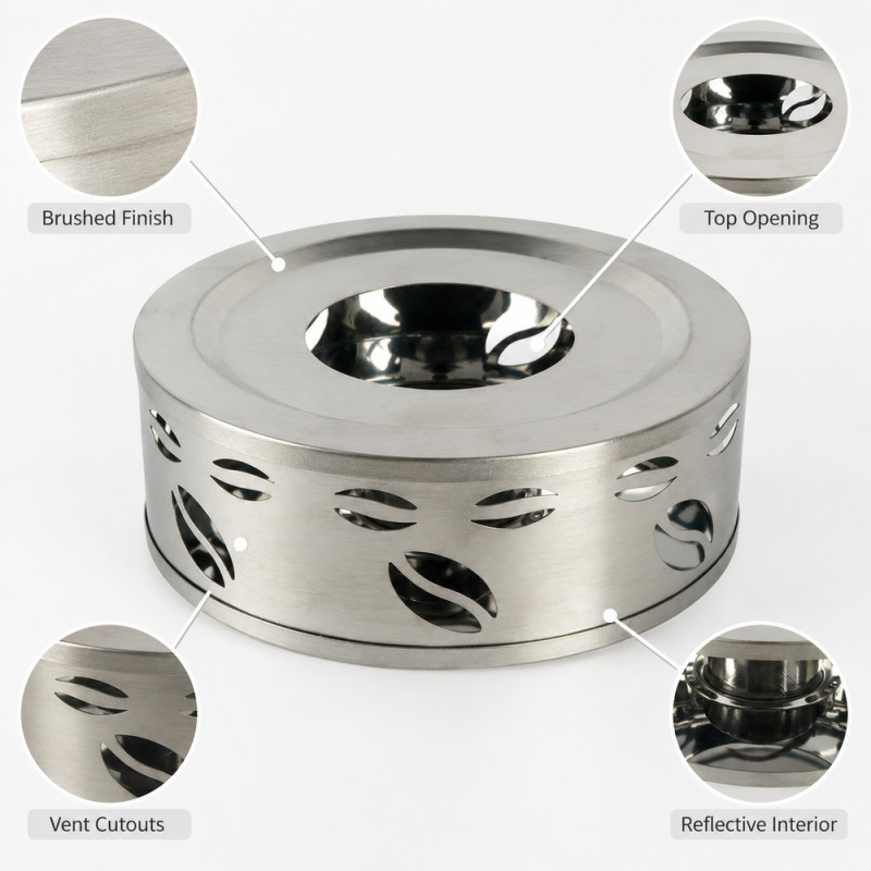 Modern Grip Tea Pot Warmer Designed for Everyday Cooking &amp; Kitchen Excellence – Silver (H-5.5cm W-15cm)