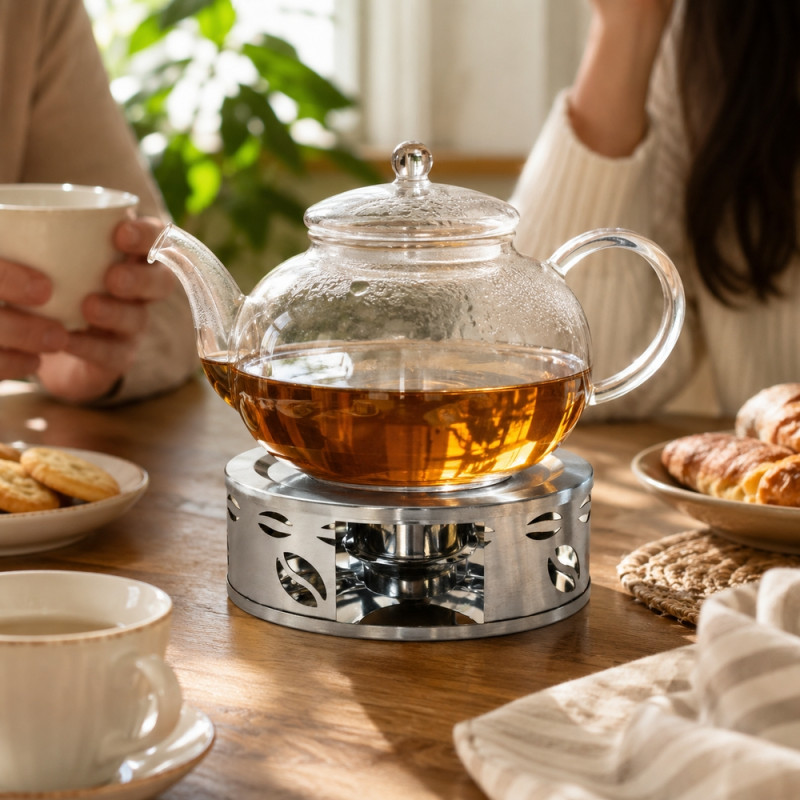 Modern Grip Tea Pot Warmer Designed for Everyday Cooking &amp; Kitchen Excellence – Silver (H-5.5cm W-15cm)