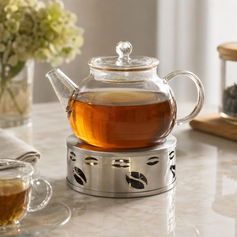 Modern Grip Tea Pot Warmer Designed for Everyday Cooking &amp; Kitchen Excellence – Silver (H-5.5cm W-15cm)