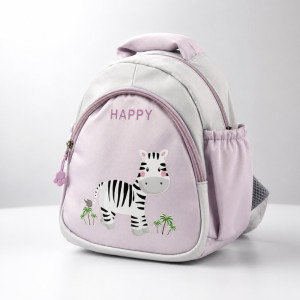 Kids' Zebra-Print Playful Backpack – Light Pink & Off-White (24cm)