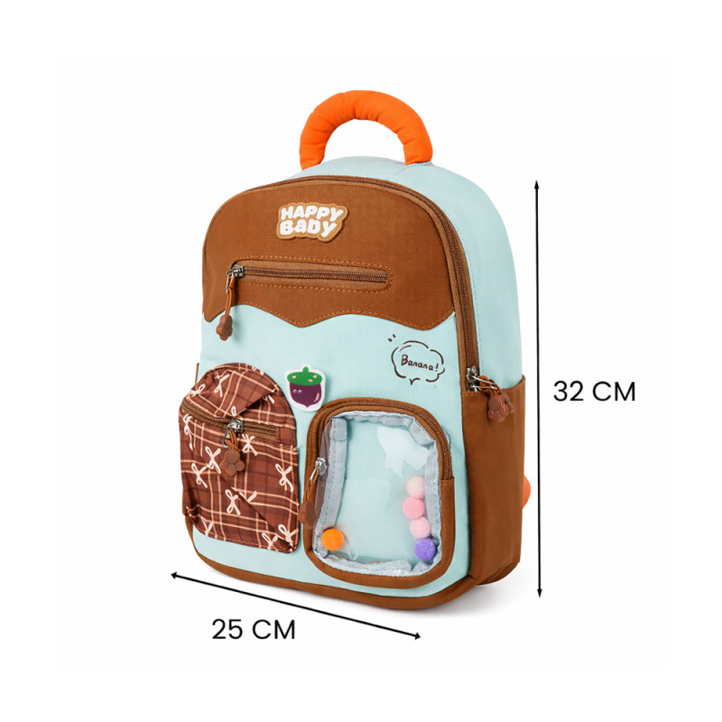 Kids Urban Adventure Mini Backpack – Aqua & Earthy Brown (32cm)