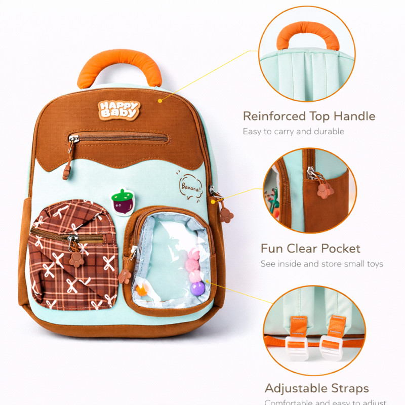 Kids Urban Adventure Mini Backpack – Aqua & Earthy Brown (32cm)