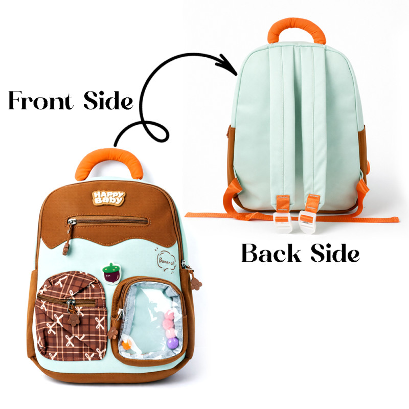 Kids Urban Adventure Mini Backpack – Aqua & Earthy Brown (32cm)