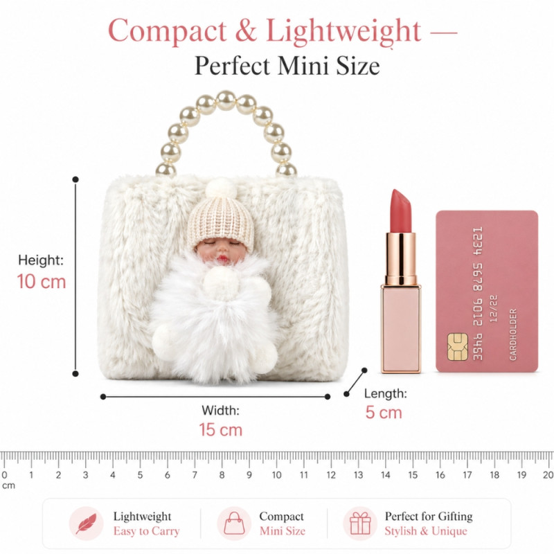 Kids' Elegant Mini Handbag – Sophisticated Off-White (15cm)