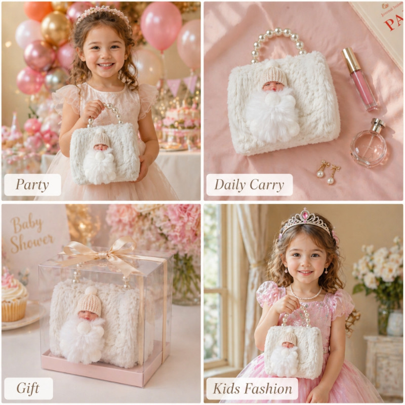 Kids' Elegant Mini Handbag – Sophisticated Off-White (15cm)