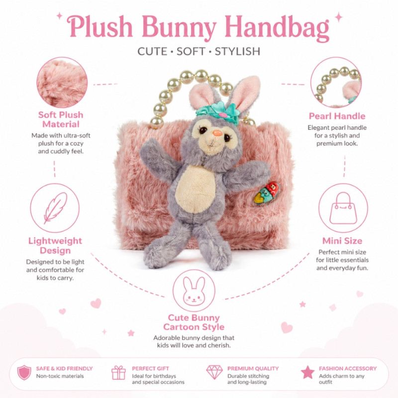Kids' Charming Mini Handbag – Light Blossom Pink (15cm)